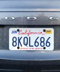 Rear view of a car with a license plate using ✝️ YALOK Anti Theft License Plate Screws Kits- Rustproof Stainless Steel Car Tag Plate Mounting Hardware installed.