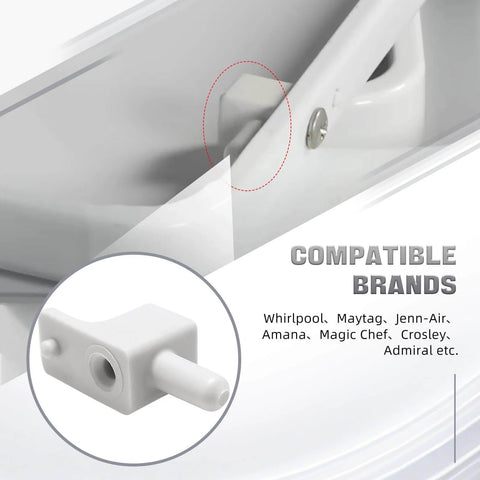 Close-up of Lid Hinge Pin WP35-2045 Fits Top Load Washers 2 Pack Durable Replacement showing compatibility with various washer brands.