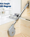 Lid Stay 105 Degree Open with Soft Close installed on upward-opening flap door, showing hinge and metal arm