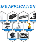 Diagram of life applications for 12V Micro Linear Actuator With 1.2 Inch Stroke 64N 14.4Lb Lift, including TV lift and robotics.