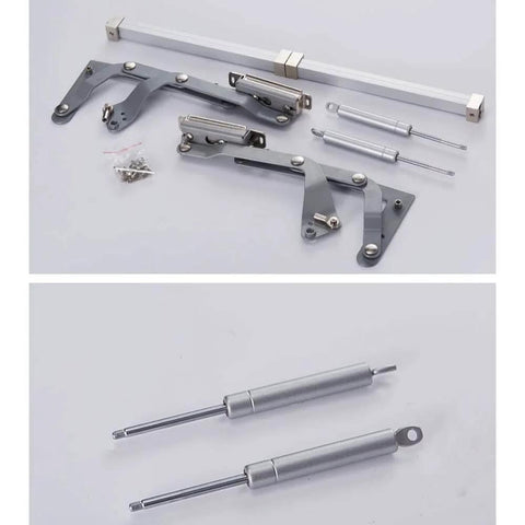 Cabinet Door Hinges, Lift Up Mechanism Support Vertical Swing Lifting Stay Strut Hydraullic Cylinder, silver parts set