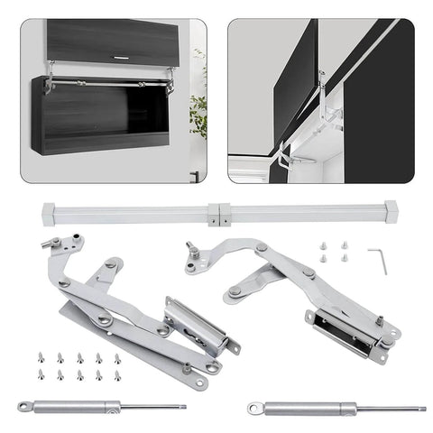 Cabinet Door Hinges, Folding Lift up Top Table Vertical Swing Lift Up Stay Pneumatic Arm Kitchen Mechanism Hinges with hardware