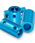 Blue aluminum bore rigid couplings, 2 pcs, for 8mm shaft on stepper motors.