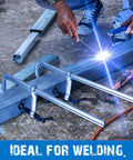 Four Pack 12 Inch Light-Duty F Clamps With Drop Forged Steel Construction And 450 Lb Clamping Power used in welding project