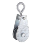 Single Rope Pulley With Swivel Hook For Light Duty Lifting 50 Kg Capacity 8 Mm Rope DIY Rig, silver metal pulley with hook