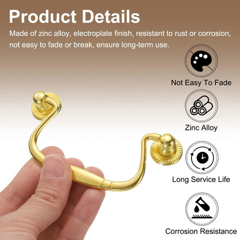 Hand holding Bail Drawer Pull Handles 4 Pack 4 Inch Length 81mm Hole Centers Zinc Alloy Electroplated Light Gold Finish Rust Resistant