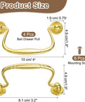 Bail Drawer Pull Handles 4 Pack 4 Inch Length 81mm Hole Centers Zinc Alloy Electroplated Light Gold Finish Rust Resistant