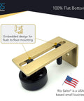 Metal Gold Barn Door Floor Guide Hardware With Light Gold Finish shown with adjustable sliding roller track stay guide for wall mount or floor mount