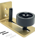 Metal Gold Barn Door Floor Guide Hardware With Light Gold Finish Flexible 8 Assembly Options Adjustable Sliding Roller Track Stay Guide For Wall Mount Or Floor Mount Compatible With Doors From Two And A Quarter To Three And Five Eights Inches Thick