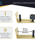 Metal Gold Barn Door Floor Guide Hardware With Light Gold Finish Flexible 8 Assembly Options Adjustable Sliding Roller Track