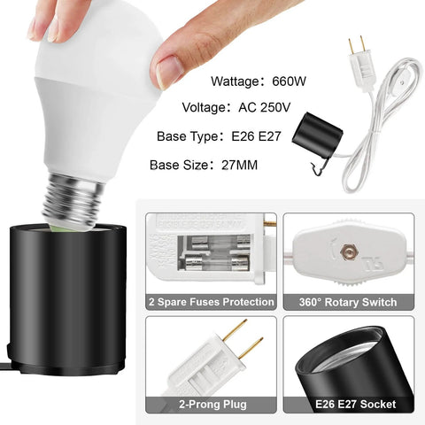 Two Sets Outdoor Christmas Blow Mold Light Kit Replacements With Five Foot Cord And Switch E27 E26 Socket