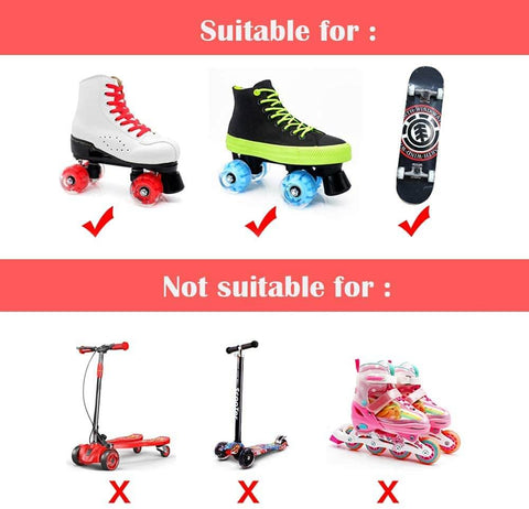 Chart showing Light Up Roller Skate Wheels 8 Pack With 78A Hardness And Premium ABEC-9 Bearings suitability for skates and boards