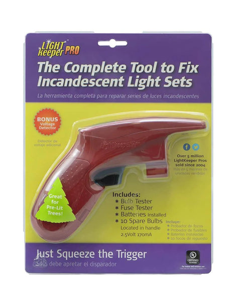 Quick Fix Incandescent Christmas Holiday Light Set Repair Tool package with red repair tool and product information