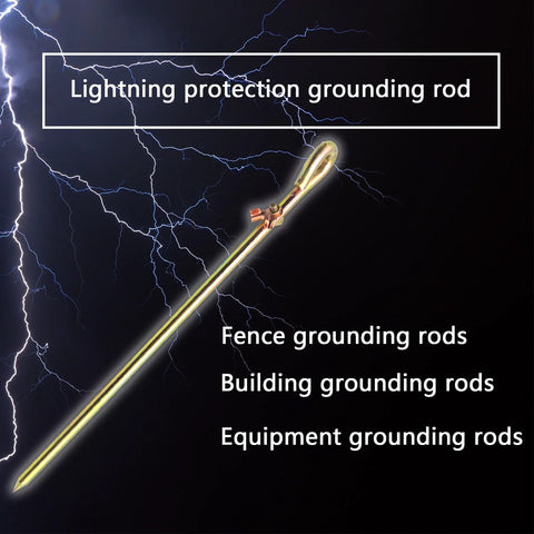 Portable Ground Rod With Ground Wire Lug Half Inch Diameter And 18 Inch Length Oval Eye Design set against a lightning background