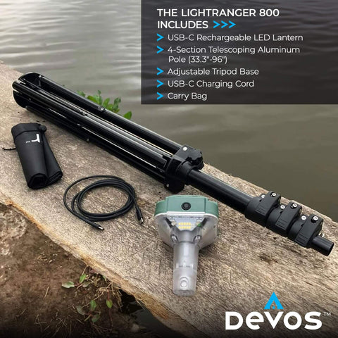 LightRanger 800 Lumen Lantern for Camping and Emergencies, Rechargeable LED Lantern With a Telescoping Four Section Pole, USB-C cord, Devos