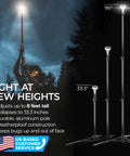 Person using LightRanger 800 Lumen Lantern for Camping and Emergencies, Rechargeable LED Lantern With a Telescoping Four Section Pole Reaches Eight Feet Tall outdoors at night, illustrating height and brightness features.