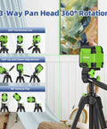 Lightweight 60 inch aluminum tripod for indoor use with a smooth 3-way pan head and laser level setup