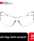 Lightweight Anti Fog Safety Glasses With Wraparound Coverage ANSI Z87 Clear Lens front view, showing anti-fog coating.