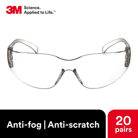 Lightweight Anti Fog Safety Glasses With Wraparound Coverage ANSI Z87 Clear Lens front view, showing anti-fog coating.