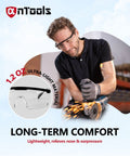 Man wearing Anti Fog Safety Glasses With Adjustable Temples ANSI Z87 Plus Clear Eyewear while grinding metal