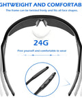 Rear view of 12 Pairs Safety Glasses ANSI Z87.1 UV Protection Unisex Grey Lenses Black Frame, lightweight design shown with 24G label.
