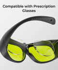Lightweight 50g laser safety glasses compatible with prescription glasses, designed for F1 F1 Ultra S1 M1 D1 Pro and D1 lasers, side view.