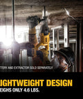 Efficient 20V Max SDS Plus 1 In Rotary Hammer with D-Handle in use on concrete ceiling at job site