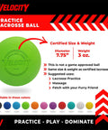 Practice Lacrosse Balls - Lime Green, Certified Size, and Weight, 7.75” Diameter, 3 oz, for Training and Massage, Color Options Shown