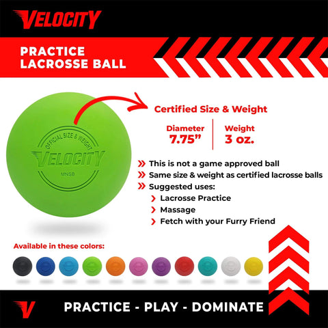Practice Lacrosse Balls - Lime Green, Certified Size, and Weight, 7.75” Diameter, 3 oz, for Training and Massage, Color Options Shown