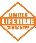 Limited lifetime guarantee logo in orange diamond shape