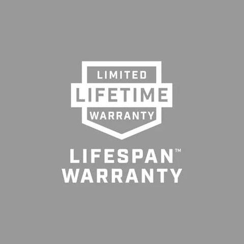 Limited Lifetime Warranty and Lifespan Warranty logo on gray background