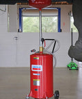 Front view of the Lincoln 3601 Pneumatic 18 Gallon Pressurized Fluid Drain and Evacuation Tank with 45-72" adjustable funnel height.
