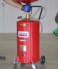 Lincoln 3601 Pneumatic 18 Gallon Pressurized Fluid Drain and Evacuation Tank, red steel with adjustable funnel and swivel casters