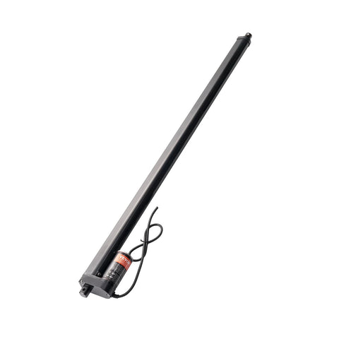 Side view of a Linear Actuator 12V, 20 Inch High Speed 0.55"/s Linear Actuator, 220lbs/1000N with IP54 Protection and mounting bracket.
