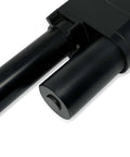 Close-up of Beefy 24V Linear Actuator With 24 Inch Stroke And 2000 Lbs Push, IP65 Protected, featuring rugged stainless shaft and metal gears.