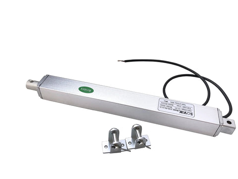 Beefy 12V linear actuator with limit switch, 6 inch stroke length, mounting brackets, IP54 rated for controlled push-pull motion by SOViK.