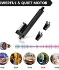 1000N DC linear actuator outdoor with mounting brackets and quiet motor, black aluminum housing, ideal for versatile applications.