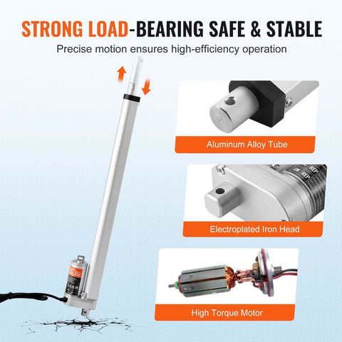 Heavy Duty 12V 18 Inch Linear Actuator With 330 Lb Load, 0.19 Inches Per Second Travel, IP54 Protection, close-up components