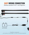 Two Pack 30 Inch Linear Actuator Kit With Wireless Remote showing wiring and AC100-240V power connection, remote control visible.