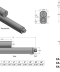Diagram of a 2 Inch Stroke Light Duty Linear Actuator 200 Lbs Dynamic Push Pull 400 Lbs Static Force 12 Volt DC IP54 with measurements