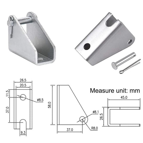 Mounting bracket for 2 Inch Stroke DC12V Linear Actuator With Mounting Bracket IP65 Waterproof 900N with detailed measurements