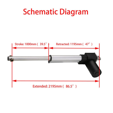 Heavy Duty Waterproof Linear Actuator 12V 6000N 1000mm Stroke Built Tough For Medical Equipment Auto Cars Recliners Solar Trackers And TV Lifts JQ MQ YW05 Durable Aluminum Housing With 3.5 Millimeter Per Second Speed And Stable High Load Performance.