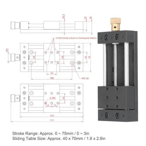 Linear Actuator Manual Sliding Table Stage Kit for 3D Printer CNC Router Aluminum Alloy Rail Guide High Precision Motion Axis