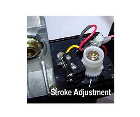 Close-up of stroke adjustment mechanism in Beefed Up Heavy Duty 6 Inch Travel Linear Actuator 12V DC With Adjustable Length 15-21 Inches