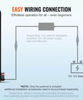 Diagram of Linear Actuator 12V wiring connection with DC 12V battery and installation notes; showing easy setup instructions.