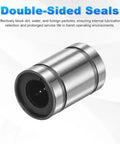 Compact sealed linear ball bearing with 5mm bore, 10mm OD, and 15mm length in a 2 pack for 3D printers and CNC machines.
