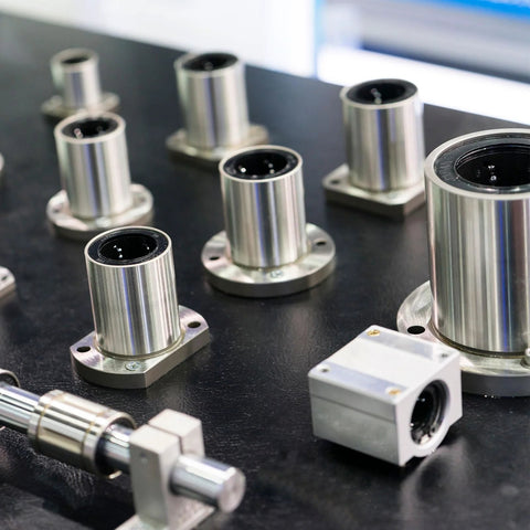 Compact sealed linear ball bearings with 5mm bore, 10mm OD, and 15mm length in a 2 pack for 3D printers and CNC machines on display