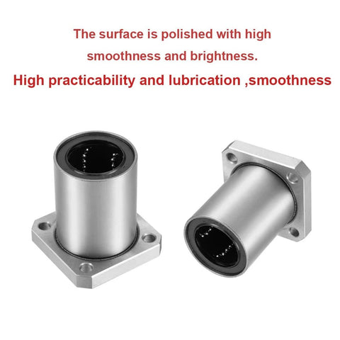 Linear Ball Bearings, LMK25LUU 25mm Square Flange Linear Motion Bushing Double Side Rubber Sealed for 25mm Linear Shaft, front view of two bearings