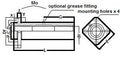 Diagram of ✝️ TRK60GUUE NB 60mm Slide Bush Bushings Motion Linear Bearing with mounting holes and optional grease fitting.