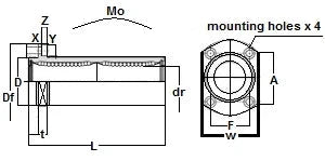 Technical diagram of SMT10GWUUE NB 10mm Slide Bush Bushings Miniature Motion Linear Bearing, 1-pack with mounting details.